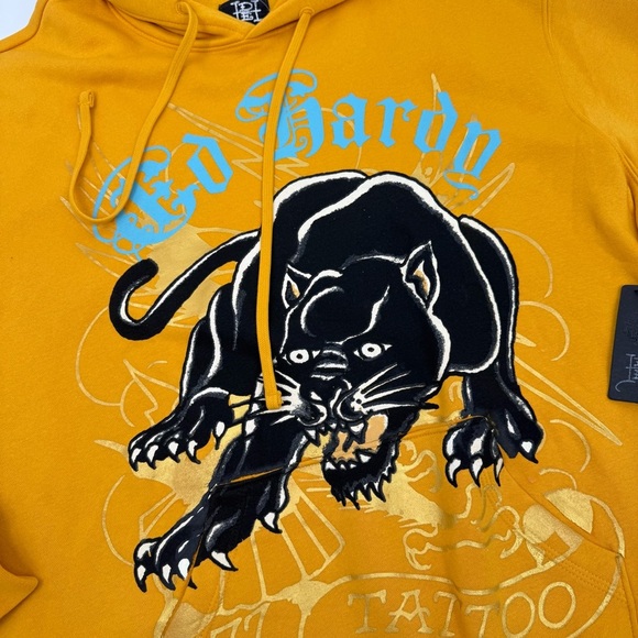 ED Hardy Men’s Size XXL yellow gold panther hoodie NWT - Picture 8 of 8